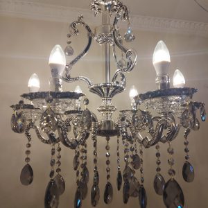 Chandelier Metal Plateado 6 Luces