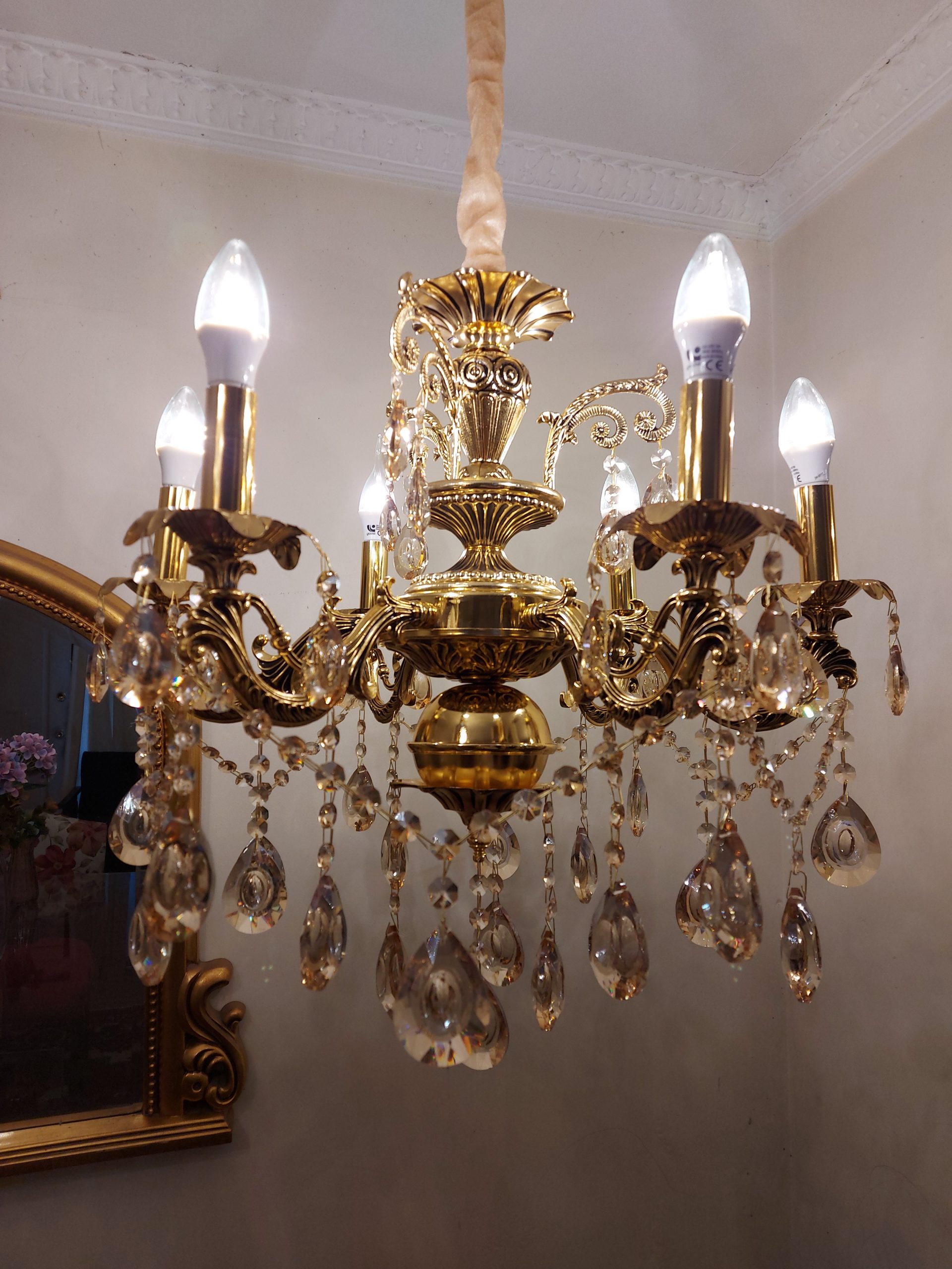 Chandelier Gold 6 Luces Metal